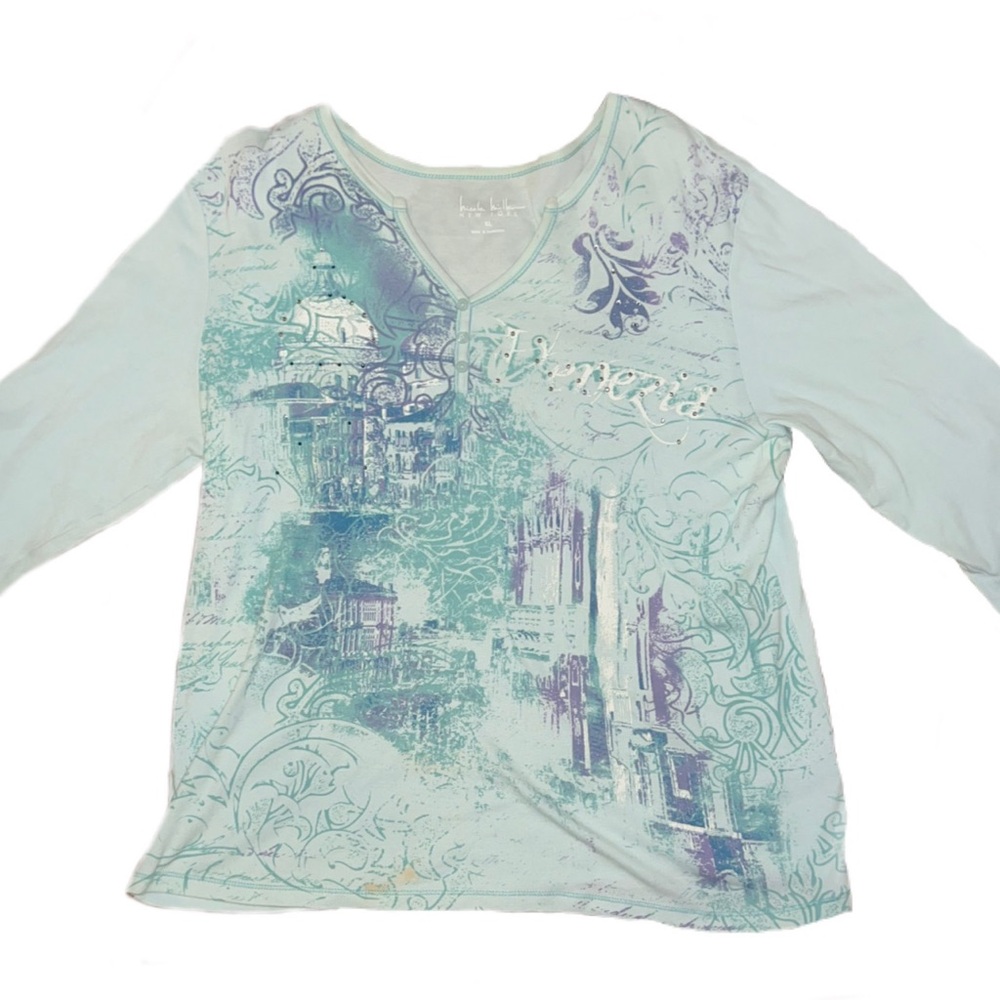 Mint green Y2K bedazzled designed long sleeve